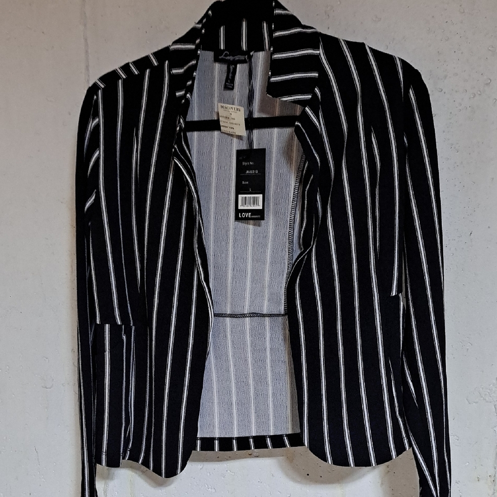 Love Black and White Pinstripe Blazer